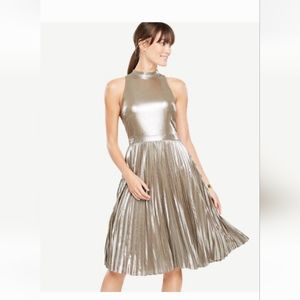 Perfect for New Year's! - Ann Taylor metallic pleated dress (NWT)